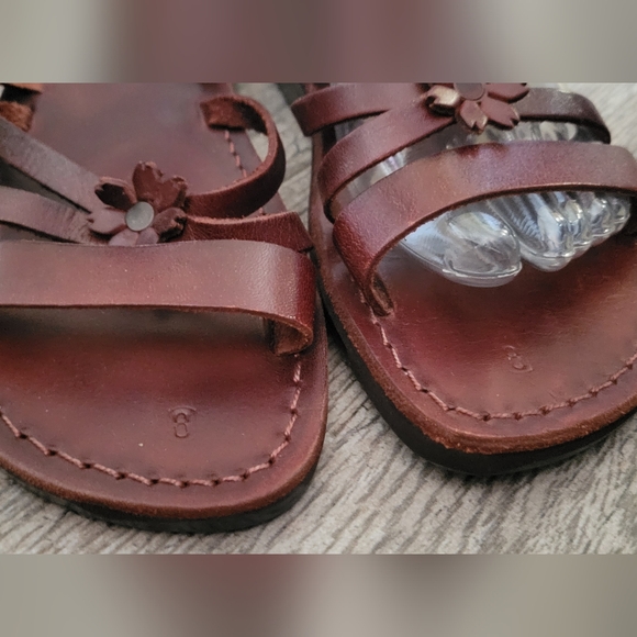 Camel Israel ATARA DAISY Handmade Leather Sandals Strappy Slip On Honey Brown - Picture 3 of 9